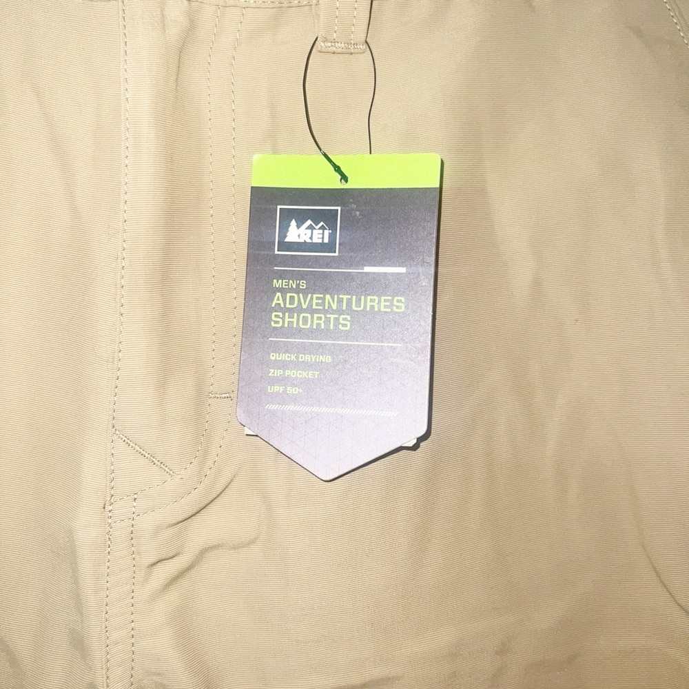 REI men’s burlap UPF 50 the adventure quick drying khaki tan shorts - Picture 4 of 14